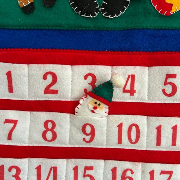 Vintage Felt Santa Advent Calendar Wall Hanging NOEL 24 Pockets Christmas - Picture 7 of 11